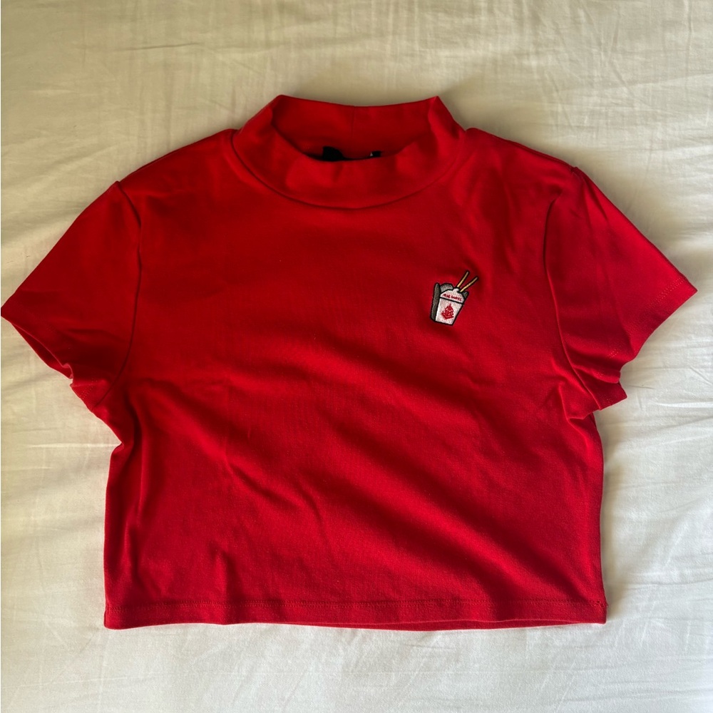 Forever 21 Red Crop Top with Drink Patch